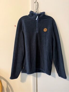 Timberland Navy Fleece Half-Zip with Orange Patch